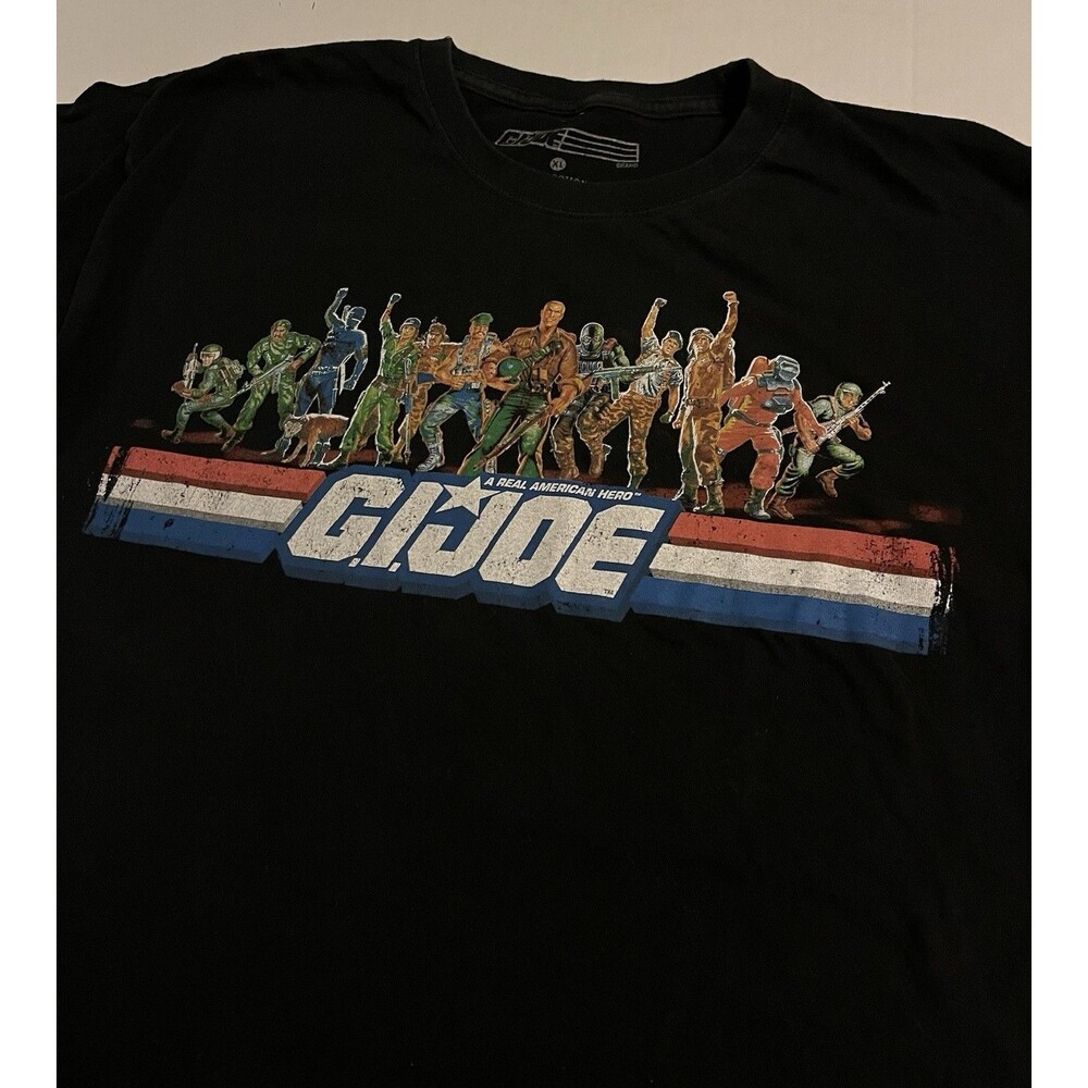 GI Joe OFFICIAL Logo TV Cartoon Black T-Shirt XL Military Retro Patriotic RARE